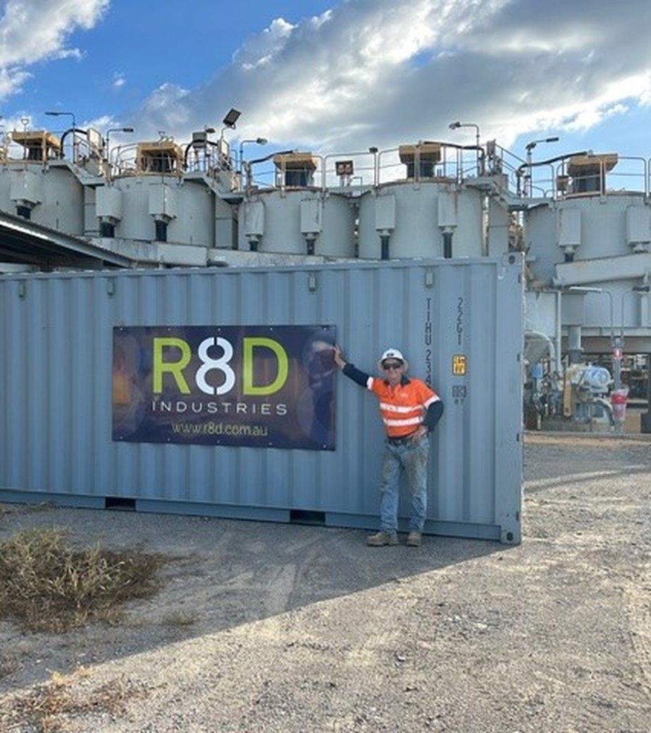 R8D Industries branded maintenance equipment container at a coal processing plant